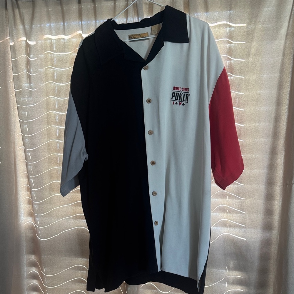 WSOP 100% Silk Men's Tri-Color Button Down Shirt